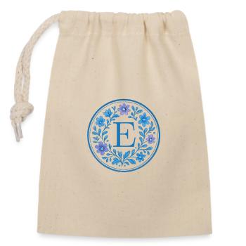 Elegant Ceramic Floral Logo - Letter E - Verschließbarer Geschenkbeutel aus Baumwolle (14x20cm) - Natur - Vorne