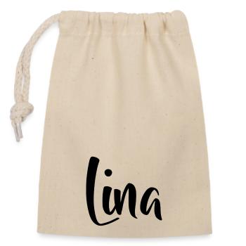First name - Lina - Closable cotton gift bag (14x20cm) - nature - Front