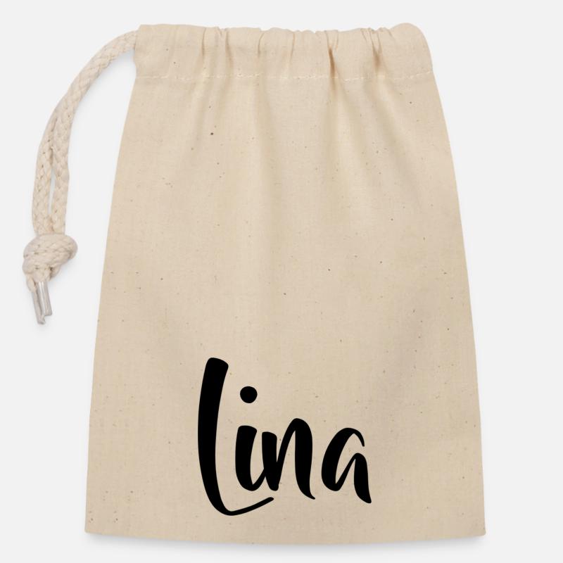 Vorname - Lina - Verschließbarer Geschenkbeutel aus Baumwolle (14x20cm) - Natur