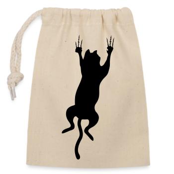 cat scratch - Closable cotton gift bag (14x20cm) - nature - Front