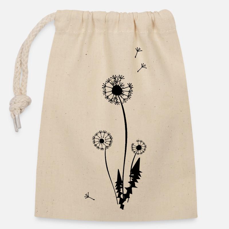Pusteblume - Verschließbarer Geschenkbeutel aus Baumwolle (14x20cm) - Natur