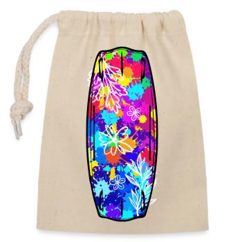 Planche de surf, Sports nautiques, Wakeboard, Surf, Ski nautique - Sac cadeau en coton avec cordon (14 x 20 cm) - nature - Devant