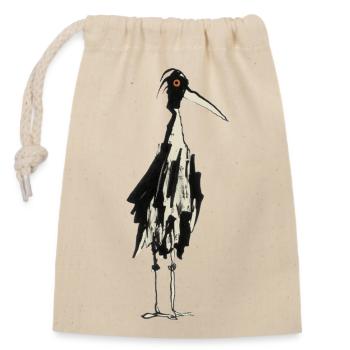 Storch - Verschließbarer Geschenkbeutel aus Baumwolle (14x20cm) - Natur - Vorne