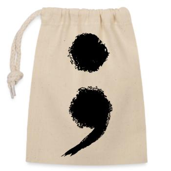 Symbole du point-virgule Santé mentale Prévention du suicide - Sac cadeau en coton avec cordon (14 x 20 cm) - nature - Devant