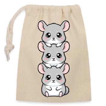 Süße Chinchilla Kawaii Cartoon Cozy Vibes - Verschließbarer Geschenkbeutel aus Baumwolle (14x20cm) - Natur - Vorne