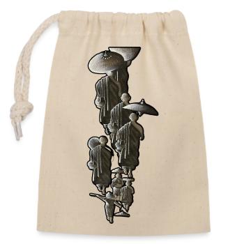 Geisha Silhouetten mit Schirmen - Verschließbarer Geschenkbeutel aus Baumwolle (14x20cm) - Natur - Vorne