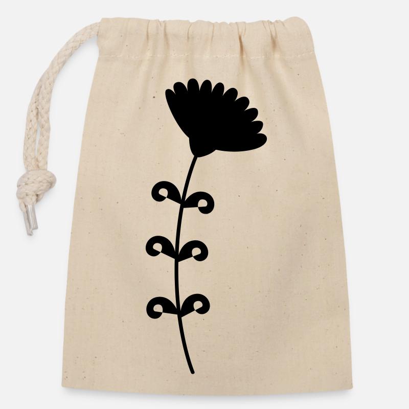 Fleur - Sac cadeau en coton avec cordon (14 x 20 cm) - nature