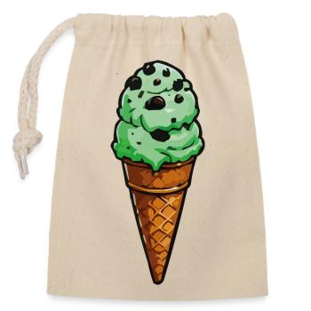 Minz-Schoko Eis-Kegel Cartoon - Verschließbarer Geschenkbeutel aus Baumwolle (14x20cm) - Natur - Vorne