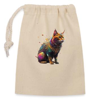 Amour du chat - Sac cadeau en coton avec cordon (14 x 20 cm) - nature - Devant