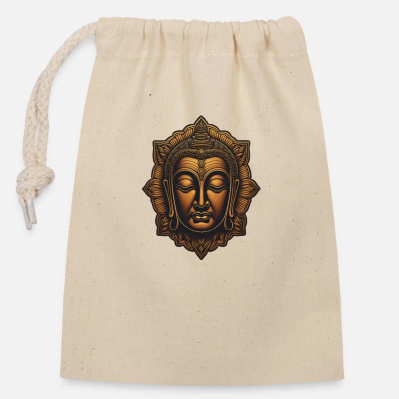 Buddha - Verschließbarer Geschenkbeutel aus Baumwolle (14x20cm) - Natur