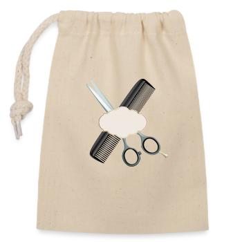 Ciseaux de coiffure avec peigne et étiquette - Sac cadeau en coton avec cordon (14 x 20 cm) - nature - Devant