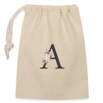 Letter A, Monogram, Colorful Flowers - Closable cotton gift bag (14x20cm) - nature - Front