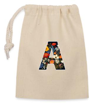 Letter A, Monogram, Floral Pattern - Closable cotton gift bag (14x20cm) - nature - Front