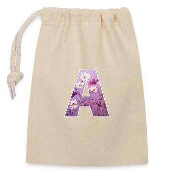 Letter A, Monogram, Floral Pattern - Closable cotton gift bag (14x20cm) - nature - Front