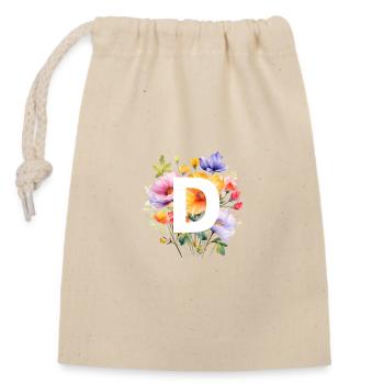 D Monogram, Colorful Bouquet - Closable cotton gift bag (14x20cm) - nature - Front