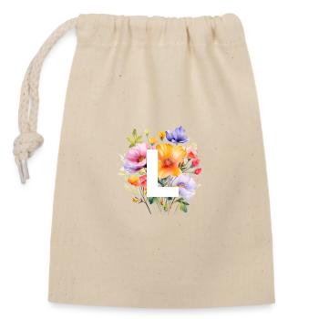 L Monogram, colorful bouquet - Closable cotton gift bag (14x20cm) - nature - Front