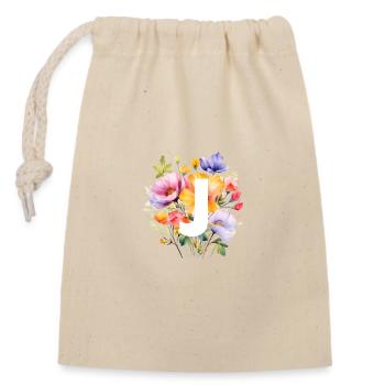 J Monogram, Colorful Bouquet - Closable cotton gift bag (14x20cm) - nature - Front