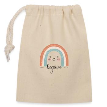 Begüm! Rainbow, customizable - Closable cotton gift bag (14x20cm) - nature - Front