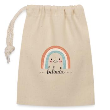 Belinda! Rainbow, customizable - Closable cotton gift bag (14x20cm) - nature - Front