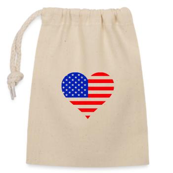Heart US-Flagge - Verschließbarer Geschenkbeutel aus Baumwolle (14x20cm) - Natur - Vorne