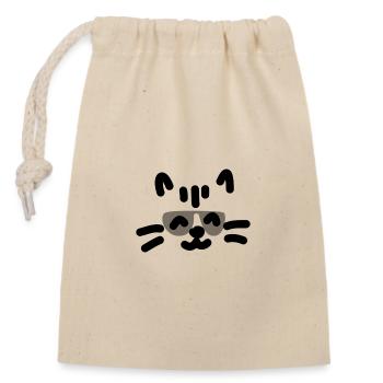 Chat cool Katze - Sac cadeau en coton avec cordon (14 x 20 cm) - nature - Devant