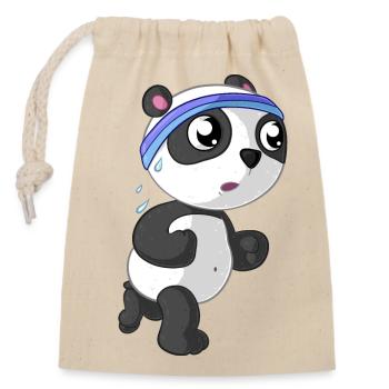 Panda de remise en forme - Sac cadeau en coton avec cordon (14 x 20 cm) - nature - Devant