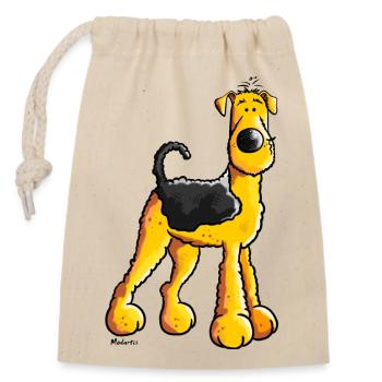 Doux Airedale Terrier - Sac cadeau en coton avec cordon (14 x 20 cm) - nature - Devant