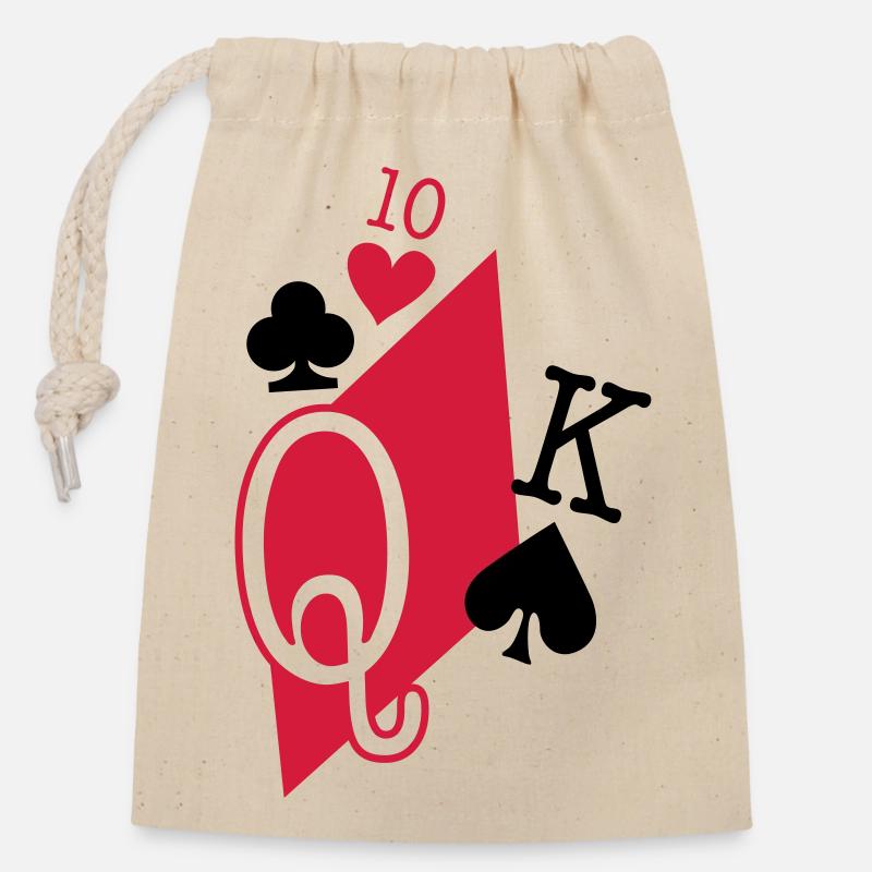 playing cards - Closable cotton gift bag (14x20cm) - nature