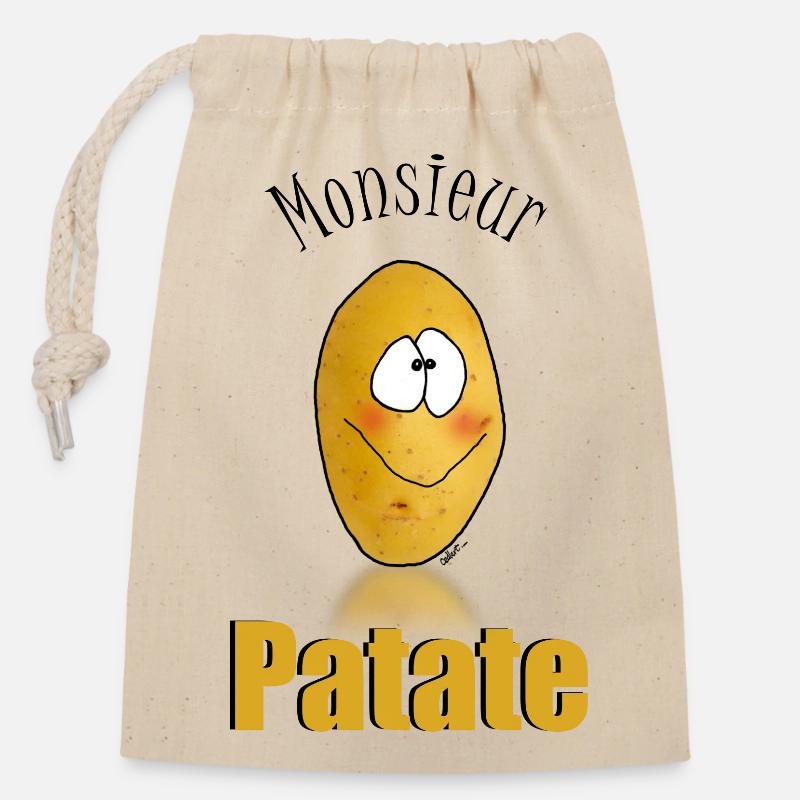 Mr Patate - Verschließbarer Geschenkbeutel aus Baumwolle (14x20cm) - Natur