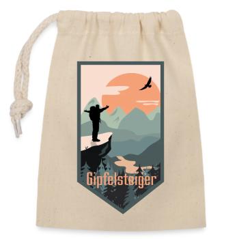 Hiking, Summit Climber - Closable cotton gift bag (14x20cm) - nature - Front
