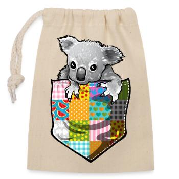 Baby Koala in der Tasche - Verschließbarer Geschenkbeutel aus Baumwolle (14x20cm) - Natur - Vorne