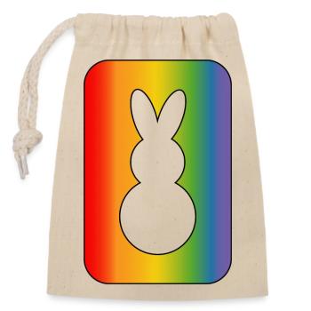 Regenbogen hase - Verschließbarer Geschenkbeutel aus Baumwolle (14x20cm) - Natur - Vorne