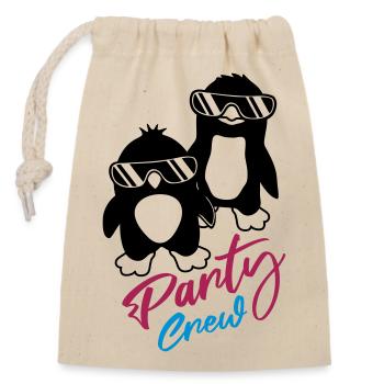 Penguin Friends Party Crew - Sac cadeau en coton avec cordon (14 x 20 cm) - nature - Devant