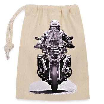 GS Motorradfahrer black - Verschließbarer Geschenkbeutel aus Baumwolle (14x20cm) - Natur - Vorne