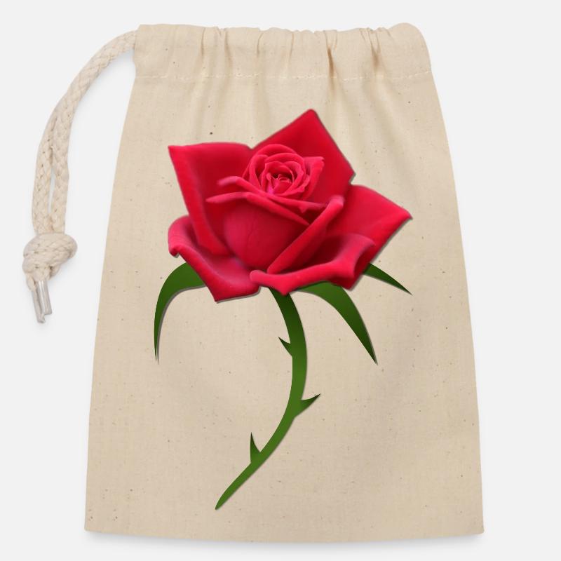 Rose red rose red roses - Closable cotton gift bag (14x20cm) - nature