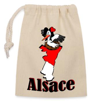 Stork region Alsace - Closable cotton gift bag (14x20cm) - nature - Front