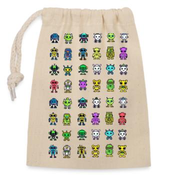 Cute Robot Pattern - Closable cotton gift bag (14x20cm) - nature - Front