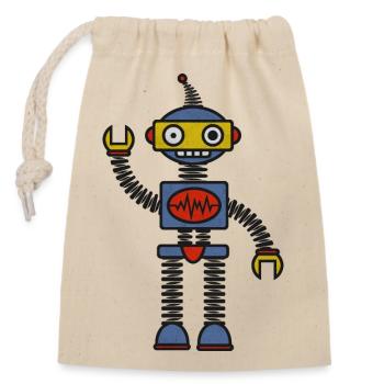 Roboter - Verschließbarer Geschenkbeutel aus Baumwolle (14x20cm) - Natur - Vorne