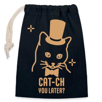 Catch you later - Closable cotton gift bag (14x20cm) - navy - Front