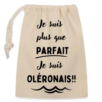 Je suis plus que parfait , je suis Oléronais - Sac cadeau en coton avec cordon (14 x 20 cm) - nature - Devant