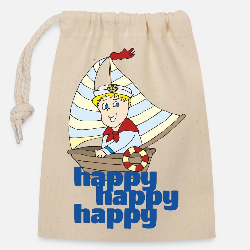 Captain Happy - Closable cotton gift bag (14x20cm) - nature