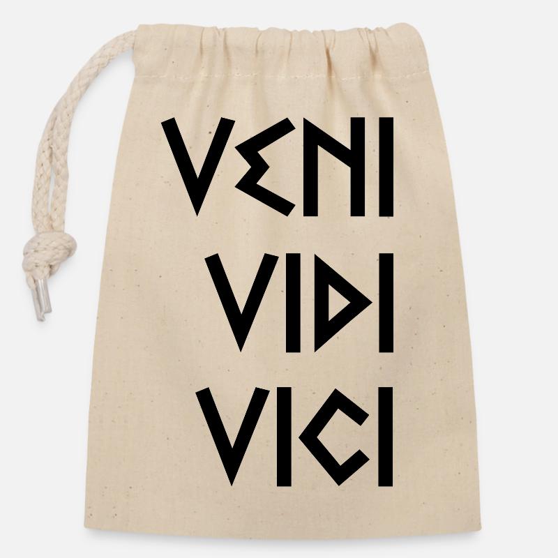 Veni Vidi Vici - Verschließbarer Geschenkbeutel aus Baumwolle (14x20cm) - Natur