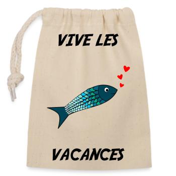RETRAITE. BONNE RETRAITE. JOYEUSE RETRAITE. COEUR - Sac cadeau en coton avec cordon (14 x 20 cm) - nature - Devant