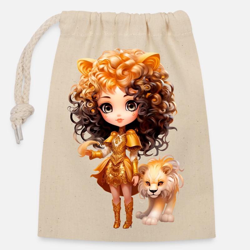 Dollie Léo - Sac cadeau en coton avec cordon (14 x 20 cm) - nature