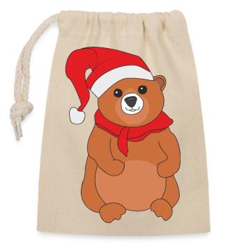 Teddybär - Verschließbarer Geschenkbeutel aus Baumwolle (14x20cm) - Natur - Vorne