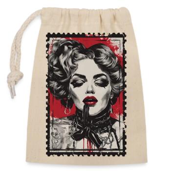 20s Woman Woman Face Burlesque Picture - Closable cotton gift bag (14x20cm) - nature - Front