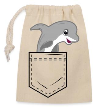 Poche de chemise avec dauphin mignon - Sac cadeau en coton avec cordon (14 x 20 cm) - nature - Devant