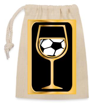 White Wine Footballer - Closable cotton gift bag (14x20cm) - nature - Front
