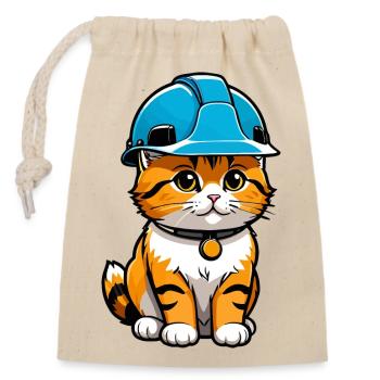Leiter des Cat-Standorts - Verschließbarer Geschenkbeutel aus Baumwolle (14x20cm) - Natur - Vorne