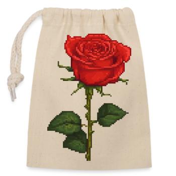 Pixelated Rose - Closable cotton gift bag (14x20cm) - nature - Front